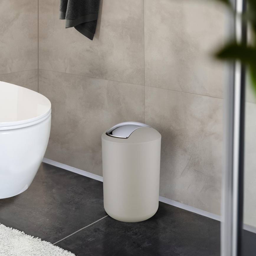 WENKO 21222100 - Corbeille BRASIL 19,5x31 cm beige/chrome brillant