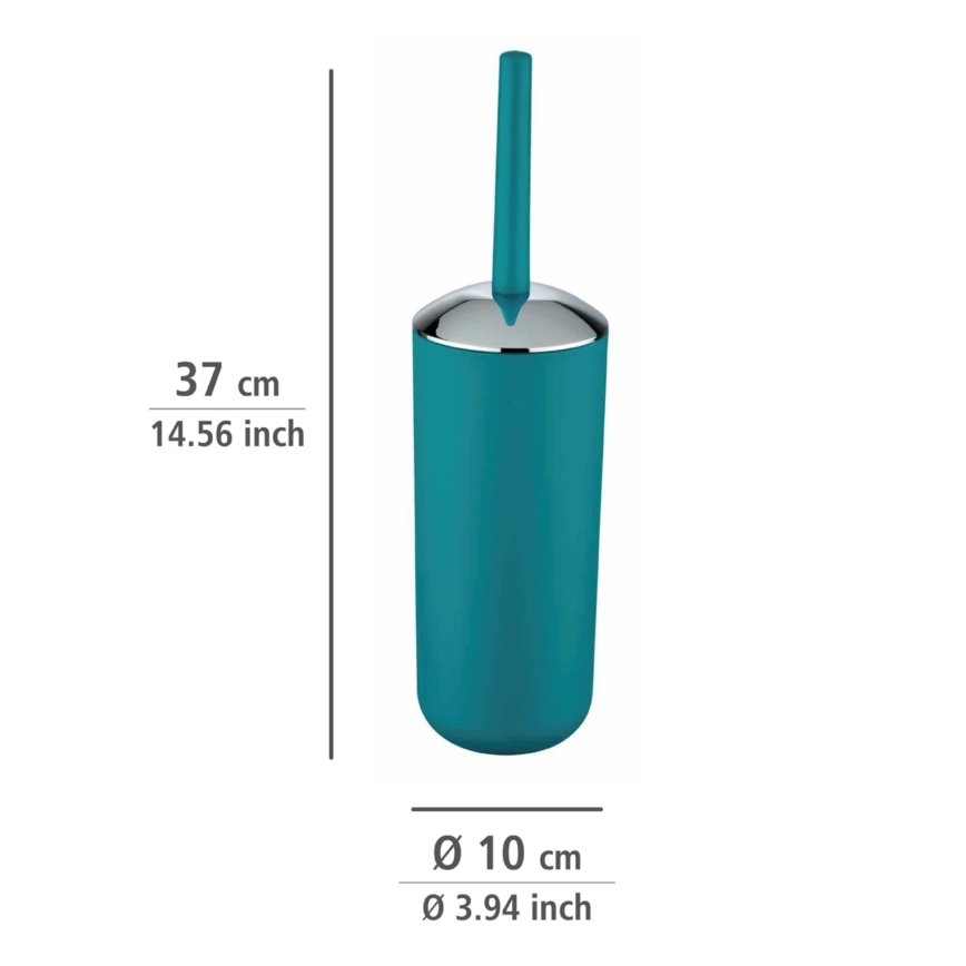 WENKO 21225100 - Brosse WC BRASIL 10x37 cm turquoise/chrome brillant