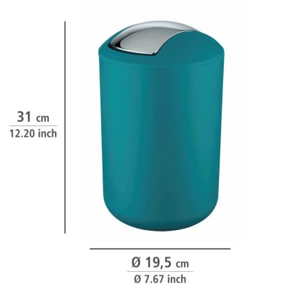 WENKO 21227100 - Abfalleimer BRASIL 19,5x31 cm türkis/hochglanzchrom