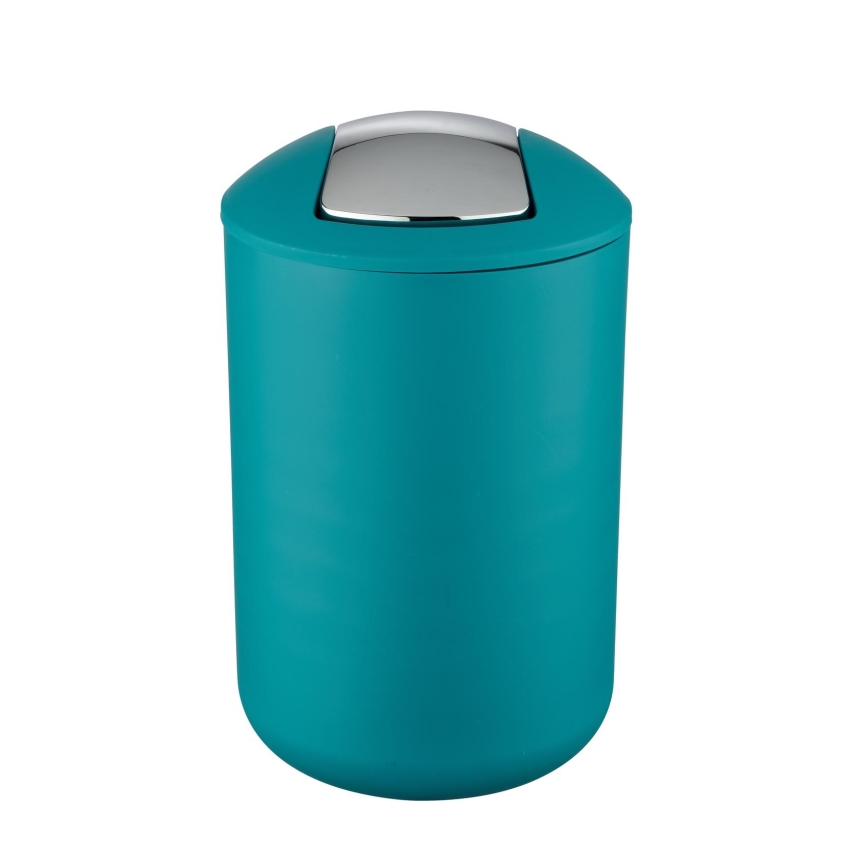 WENKO 21227100 - Pattumiera BRASIL 19,5x31 cm turchese/cromo lucido