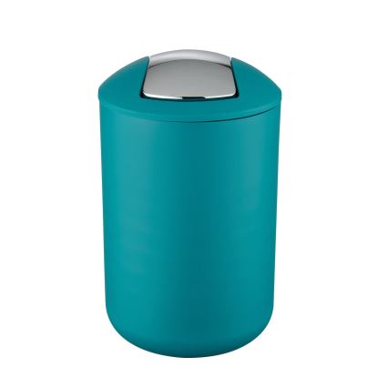 WENKO 21227100 - Poubelle BRASIL 19,5x31 cm turquoise/chrome brillant