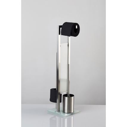 WENKO 21564100 - Brosse WC RIVALTA 18x70 cm inox/argent/blanc/noir