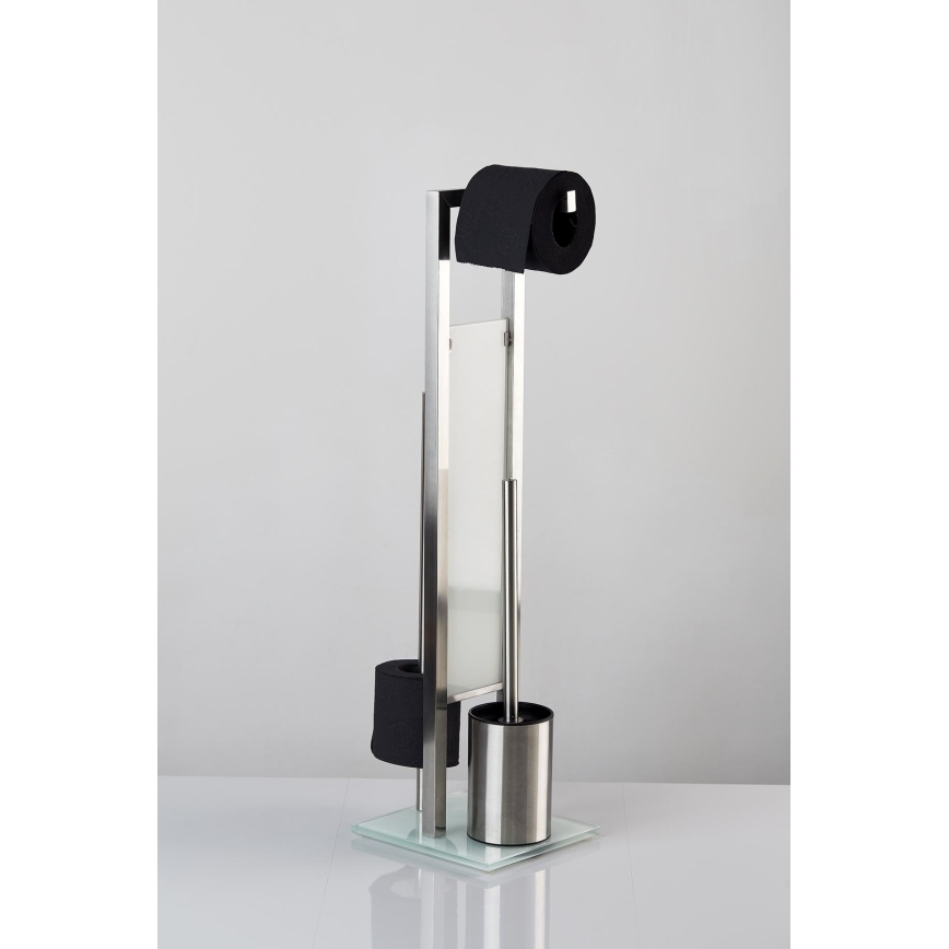 WENKO 21564100 - Brosse WC RIVALTA 18x70 cm inox/argent/blanc/noir