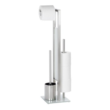 WENKO 21564100 - Scopino WC RIVALTA 18x70 cm acciaio inox/argento/bianco/nero
