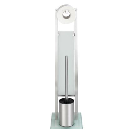 WENKO 21564100 - Scopino WC RIVALTA 18x70 cm acciaio inox/argento/bianco/nero