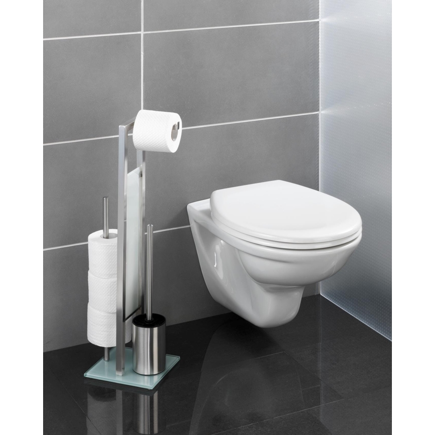 WENKO 21564100 - Scopino WC RIVALTA 18x70 cm acciaio inox/argento/bianco/nero