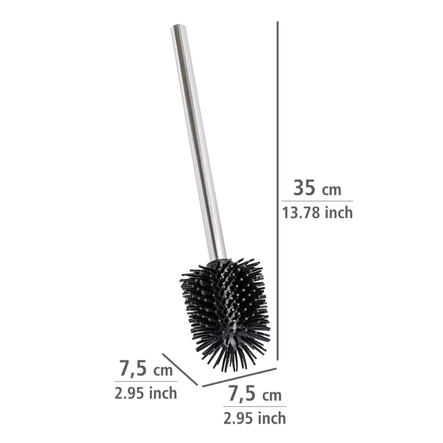 WENKO 21799100 - Scopino WC 7,5x35 cm acciaio inox/argento/nero