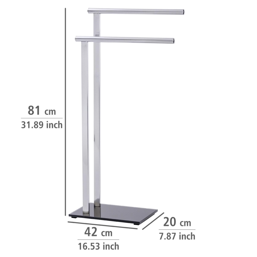 WENKO 22090100 - Porta asciugamani LAVA 42x81 cm in acciaio inox, finitura argento/nera