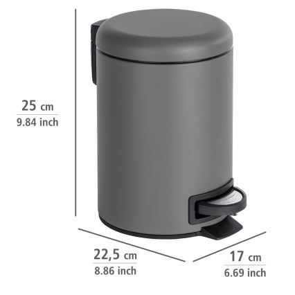 WENKO 22148100 - Corbeille LEMAN 17x25 cm gris/noir