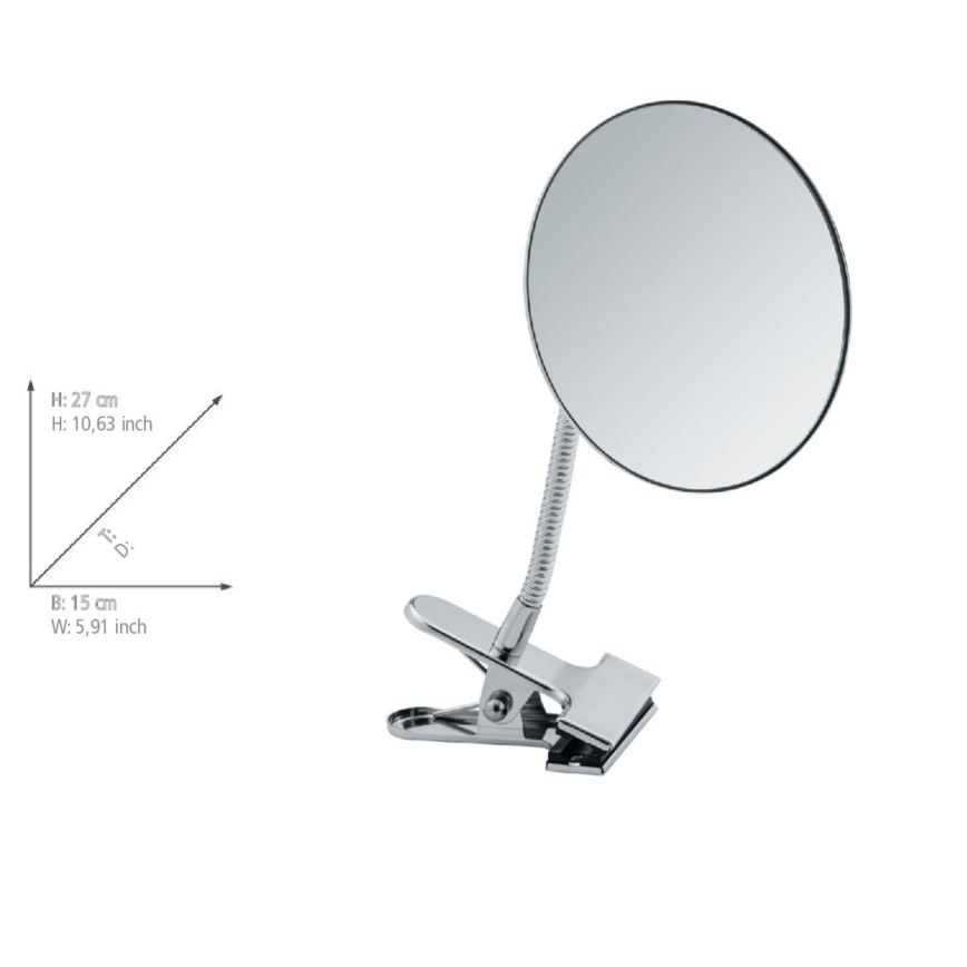 WENKO 22195100 - Specchio cosmetico CLIP 15x27 cm cromo lucido