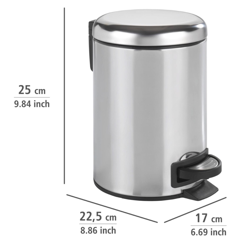 WENKO 22444100 - Cestino LEMAN 17x25 cm acciaio inox/argento/nero