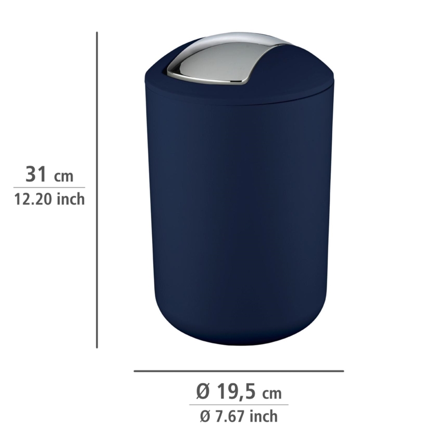 WENKO 22521100 - Abfalleimer BRASIL 19,5x31 cm blau/glänzender Chrom