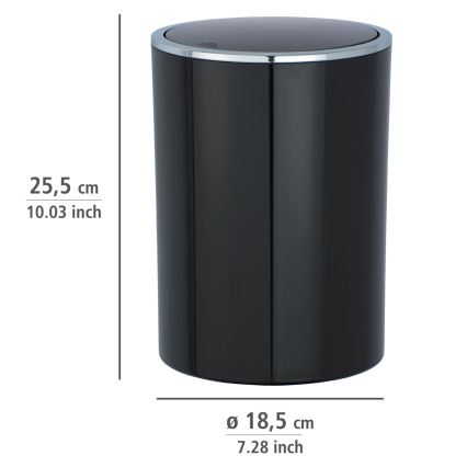 WENKO 22558100 - Cestino INCA 18,5x25,5 cm nero/cromo lucido