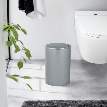 WENKO 22562100 - Cestino INCA 18,5x25,5 cm grigio/cromo lucido