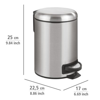 WENKO 22702100 - Abfalleimer LEMAN 17x25 cm Edelstahl satiniert/schwarz