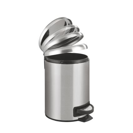 WENKO 22702100 - Poubelle LEMAN 17x25 cm inox/satiné/noir