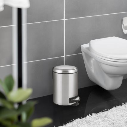 WENKO 22702100 - Poubelle LEMAN 17x25 cm inox/satiné/noir