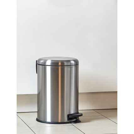 WENKO 22704100 - Poubelle LEMAN 30,5 x 44 cm en inox satiné/noir