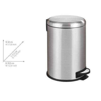 WENKO 22704100 - Poubelle LEMAN 30,5 x 44 cm en inox satiné/noir
