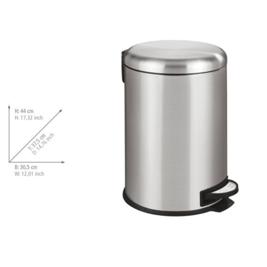 WENKO 22704100 - Poubelle LEMAN 30,5 x 44 cm en inox satiné/noir