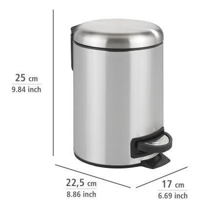 WENKO 22829100 - Cestino LEMAN 17x25 cm in acciaio inossidabile satinato/nero