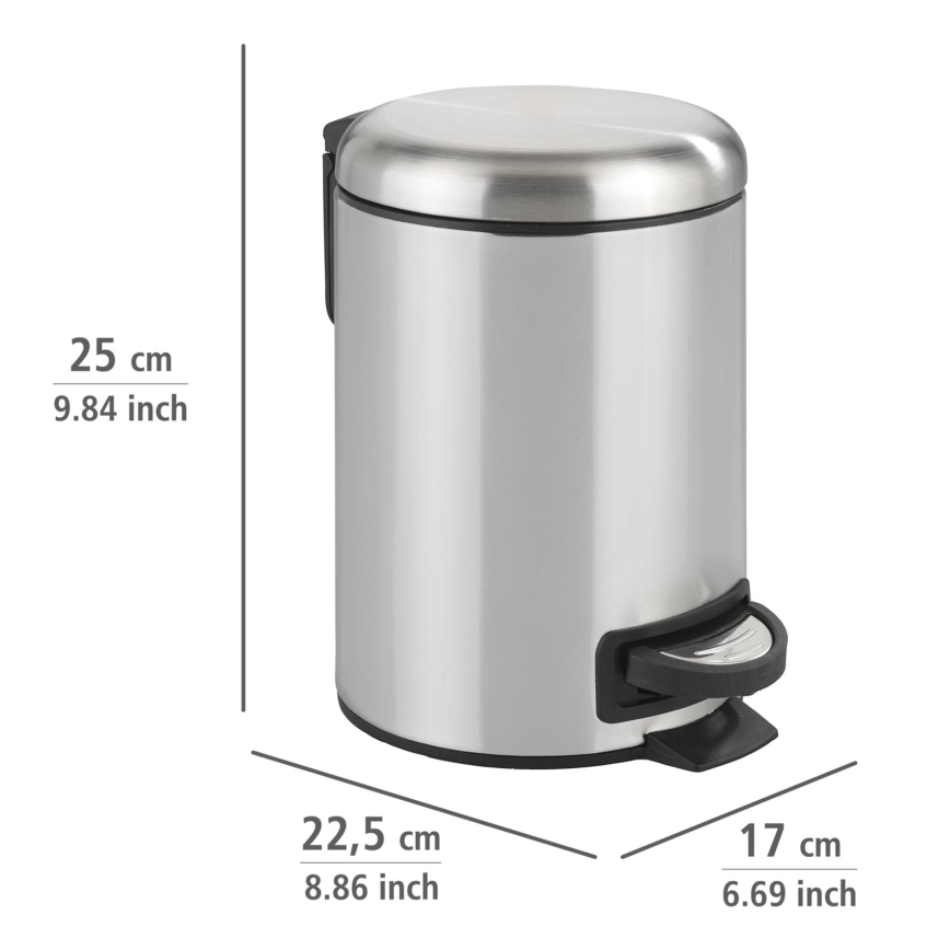 WENKO 22829100 - Poubelle LEMAN 17x25 cm inox satiné/noir