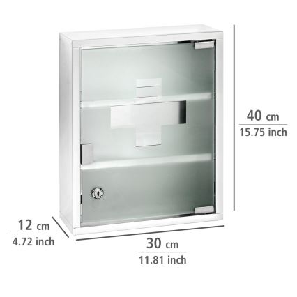 WENKO 22924100 - Armadietto per medicinali 30x40 cm acciaio inox/argento