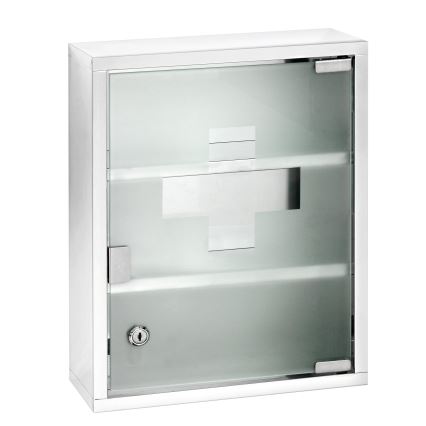 WENKO 22924100 - Armadietto per medicinali 30x40 cm acciaio inox/argento