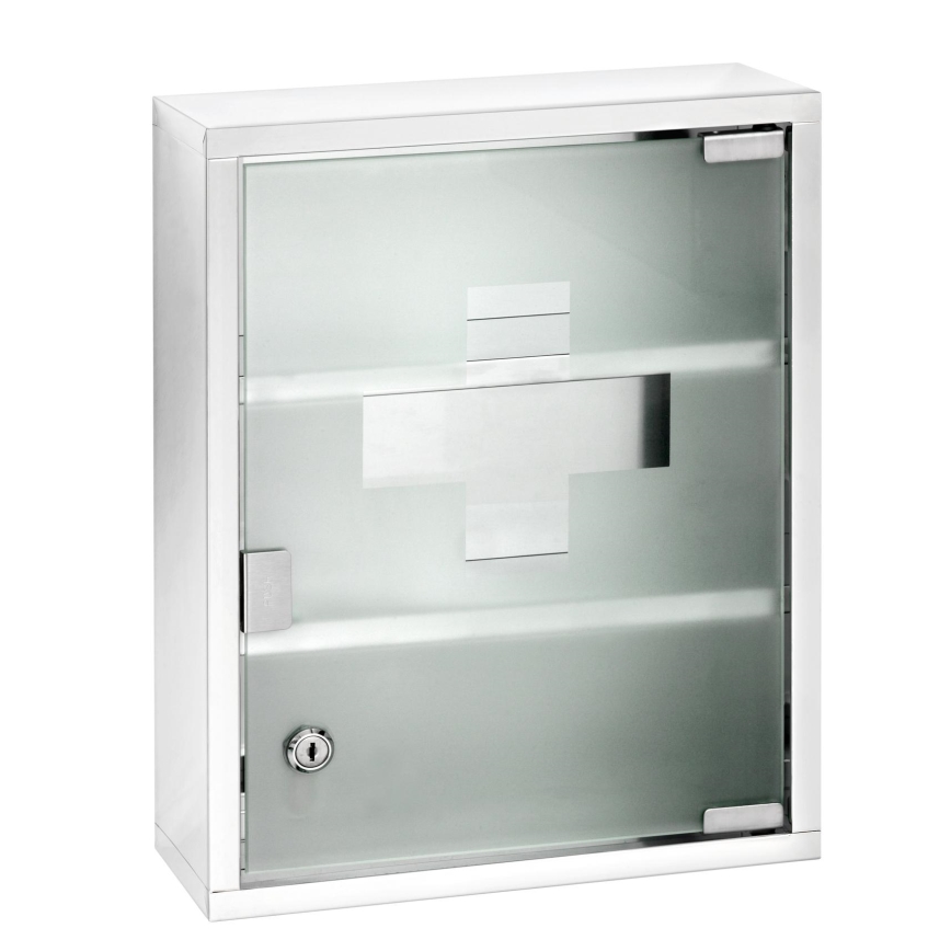 WENKO 22924100 - Armadietto per medicinali 30x40 cm acciaio inox/argento
