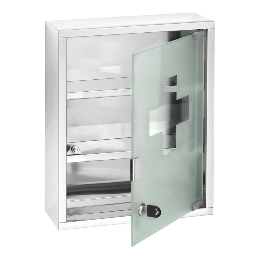 WENKO 22924100 - Armoire à pharmacie 30x40 cm en inox, finition argentée