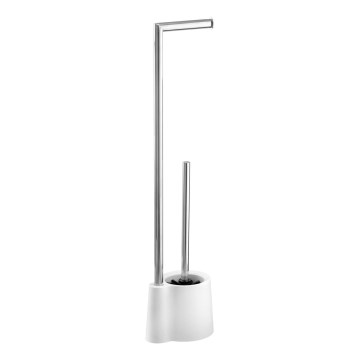 WENKO 22989100 - Scopino per WC AVOLA 13 x 70 cm acciaio inox/bianco/argento