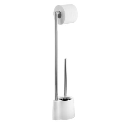 WENKO 22989100 - Scopino per WC AVOLA 13 x 70 cm acciaio inox/bianco/argento