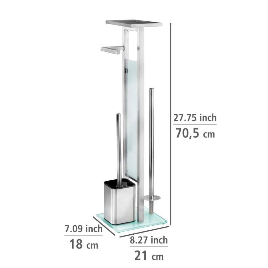 WENKO 23364100 - Brosse WC DEBAR 21x70,5 cm inox/satiné/blanc