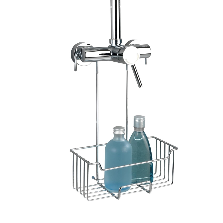 WENKO 23499100 - Étagère de douche MILO 25x36 cm, en acier inoxydable argenté/éléments transparents