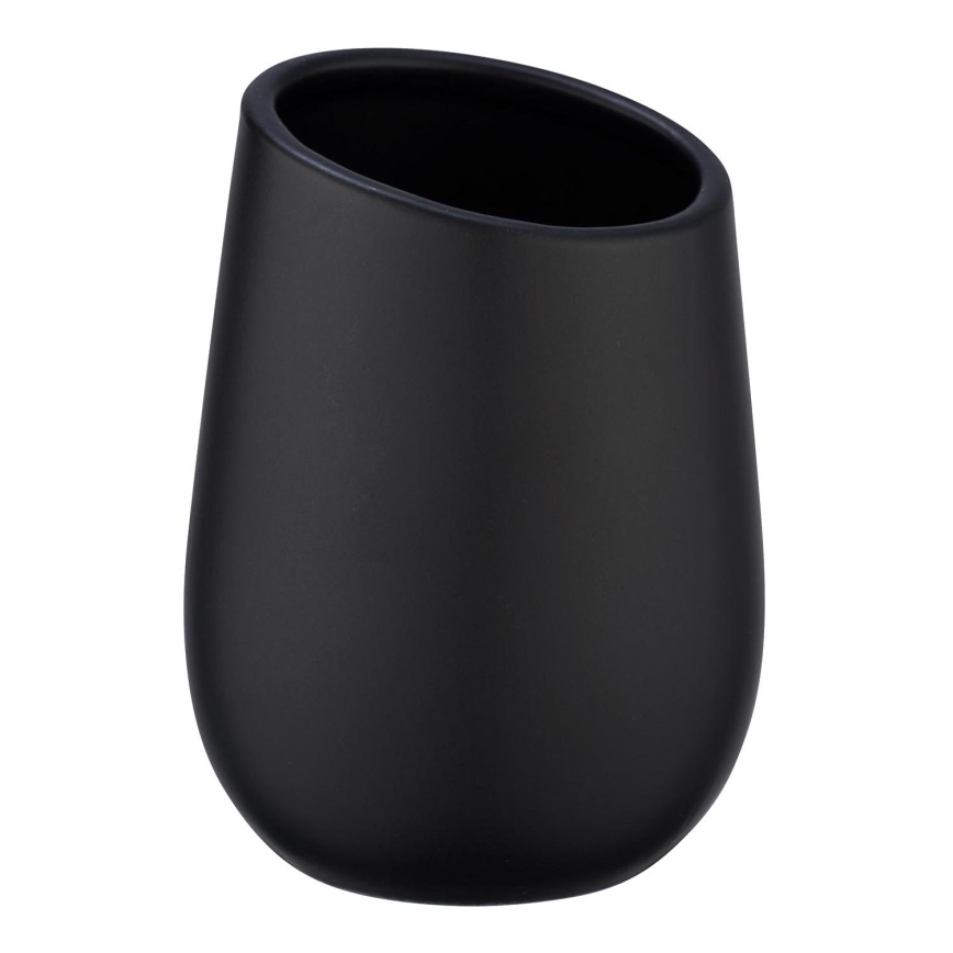 WENKO 23651800 - Gobelet porte-brosses à dents BADI 8 x 11 cm noir