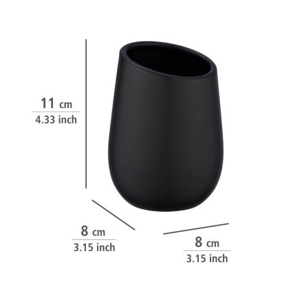 WENKO 23651800 - Gobelet porte-brosses à dents BADI 8 x 11 cm noir