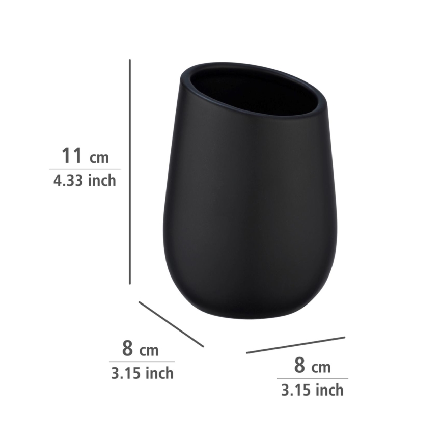 WENKO 23651800 - Gobelet porte-brosses à dents BADI 8 x 11 cm noir