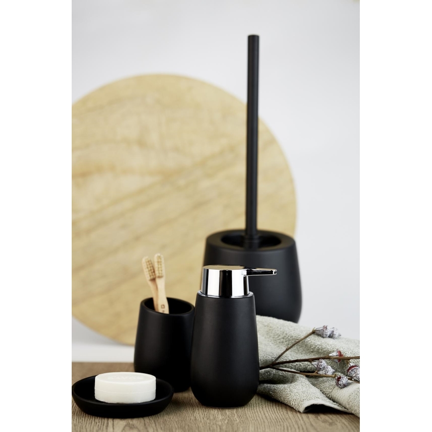 WENKO 23651800 - Zahnbürstenbecher BADI, 8 x 11 cm, schwarz