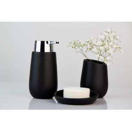 WENKO 23651800 - Zahnbürstenbecher BADI, 8 x 11 cm, schwarz