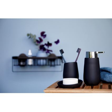 WENKO 23651800 - Zahnbürstenbecher BADI, 8 x 11 cm, schwarz