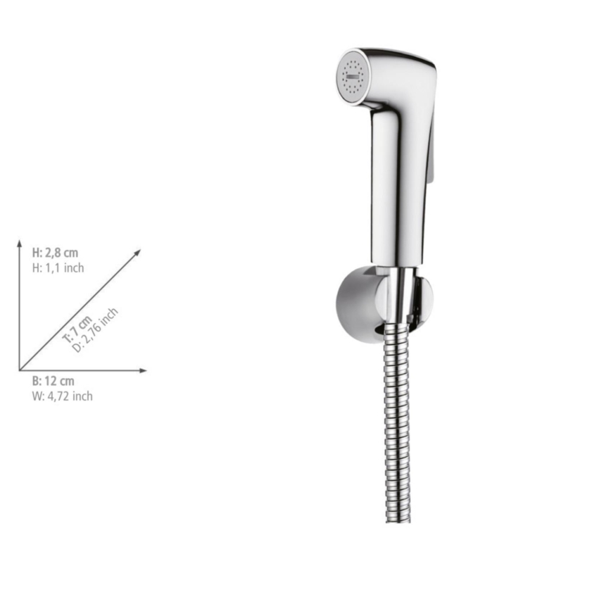 WENKO 23999100 - Ensemble pour bidet Système d'économie d'eau 12x7 cm, chromé brillant/argenté