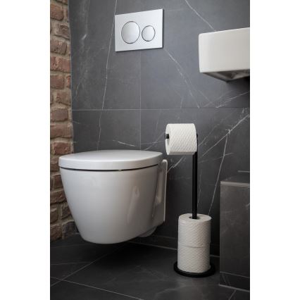 WENKO 24034100 - Portarotolo per carta igienica 21x55 cm nero/argento