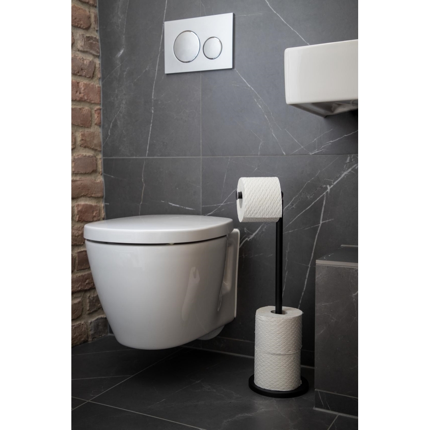 WENKO 24034100 - Portarotolo per carta igienica 21x55 cm nero/argento