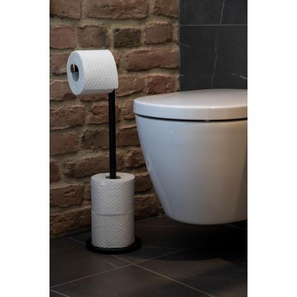 WENKO 24034100 - Portarotolo per carta igienica 21x55 cm nero/argento