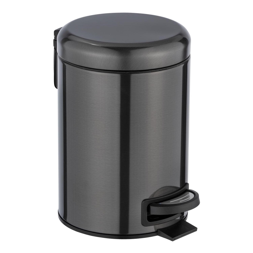 WENKO 24035100 - Abfalleimer LEMAN 17 x 25 cm Edelstahl/schwarz