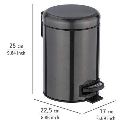 WENKO 24035100 - Cestino LEMAN 17x25 cm acciaio inossidabile/nero