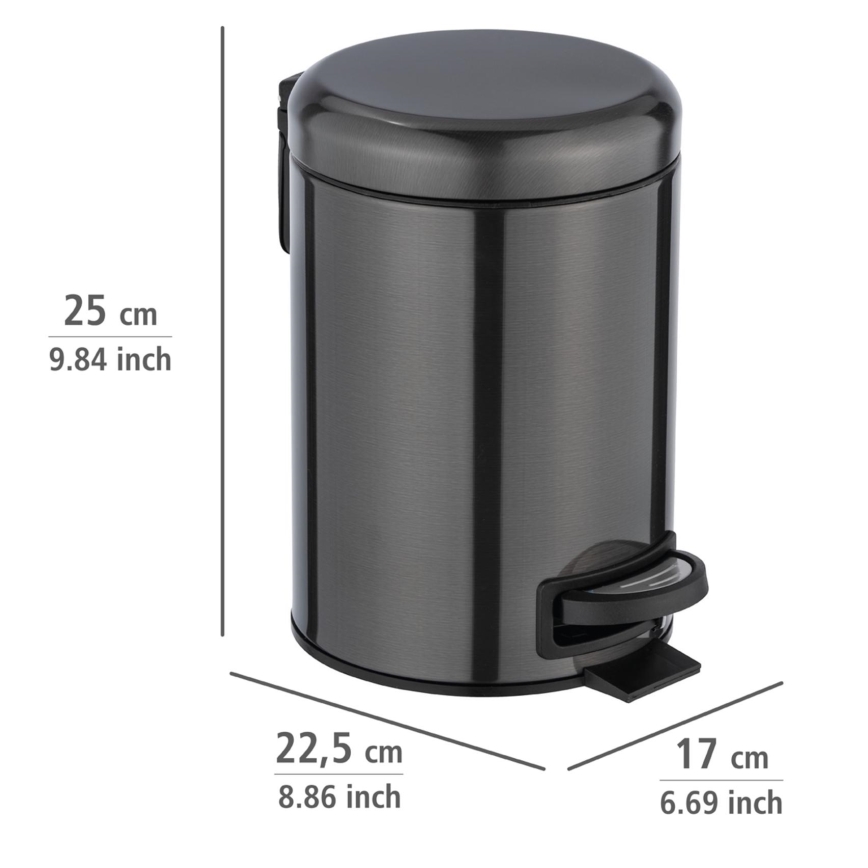 WENKO 24035100 - Cestino LEMAN 17x25 cm acciaio inossidabile/nero