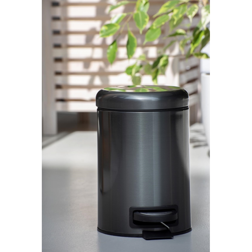 WENKO 24035100 - Cestino LEMAN 17x25 cm acciaio inossidabile/nero