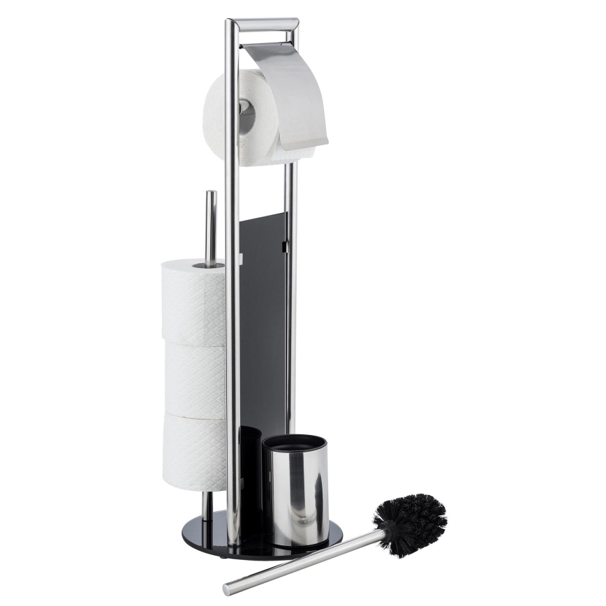 WENKO 24075800 - WC-Set RAVINA 20x707 cm Edelstahl/silber/schwarz
