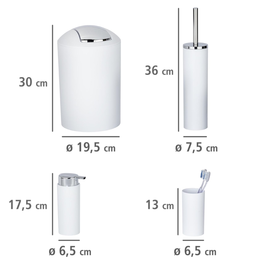 WENKO 24077800 - Ensemble CALVO 6,5 x 13 cm blanc / chrome brillant